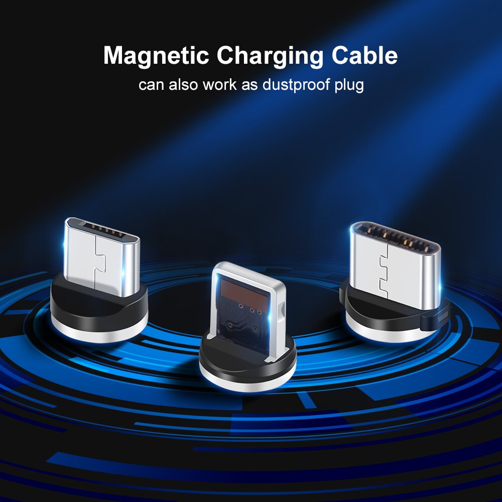 Cable Micro USB magnético de 1M para iPhone, Samsung y Android, Cable de carga rápida USB tipo C, Cable de cargador magnético