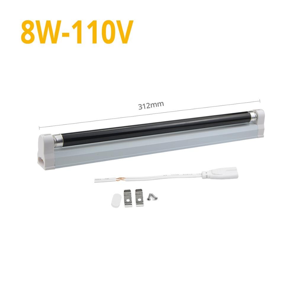Ultraviolet Lamp Blacklight T5 Tube UVC Bulb 220V 110V UV Lamp Black Light Violet Fluorescent CFL BLB Lamps luz negra: 8W  No Plug 110V
