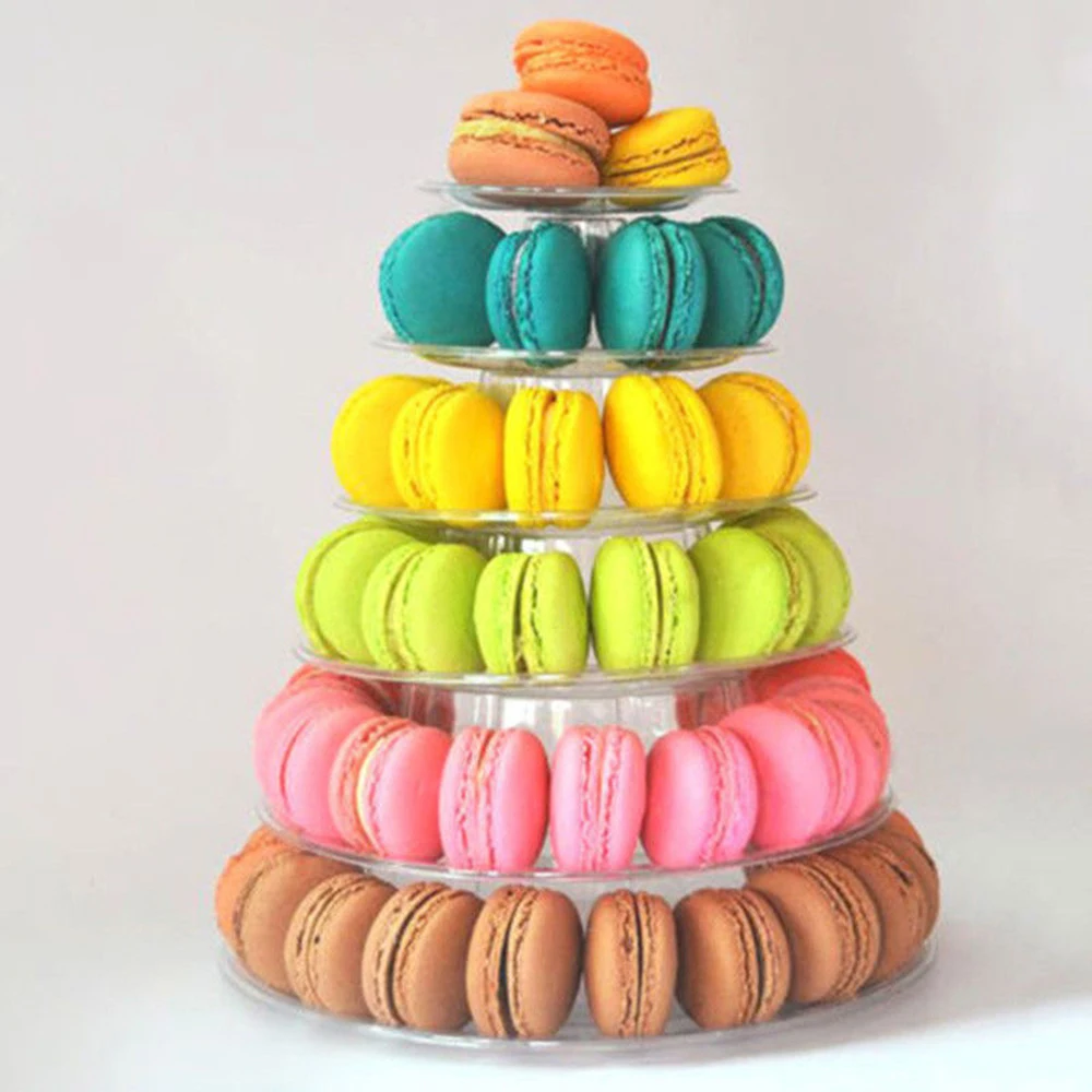 Macaron Torni Esittelyteline 6 Tasoa - Kakku Cupcake Häät - Muovi