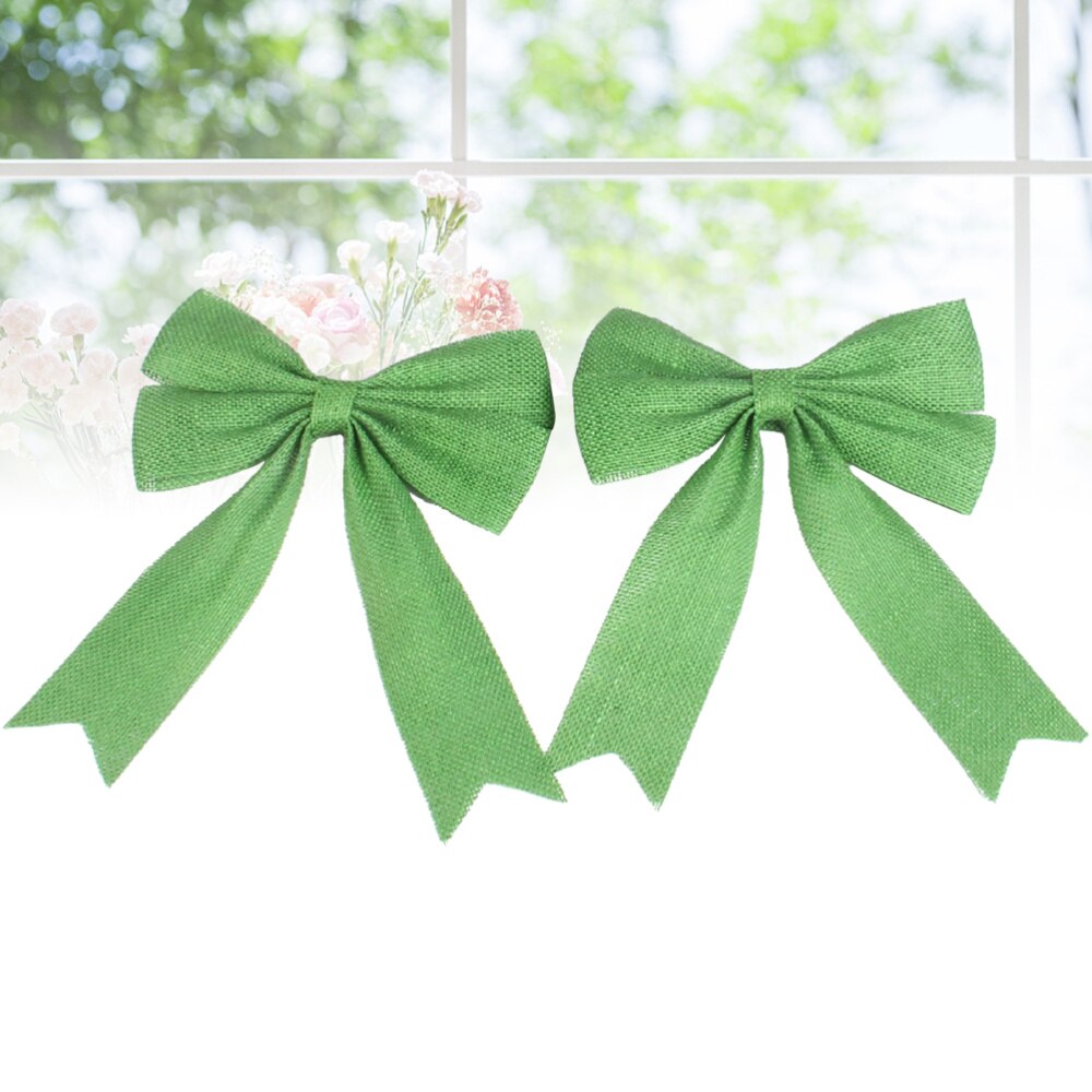 Uds.-adorno de arpillera con lazo para manualidades, lazos de yute arpillera para decoración de de Bodas de Navidad (verde)
