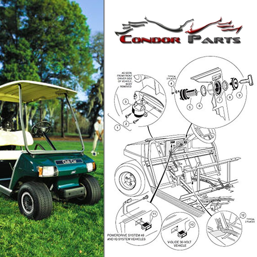 Condor Parts - Golf Cart Starter Switch for Club Car DS 36/48 Volts Electric Golf Cart 1996-Up Ignition Key Switch.OEM#101826201