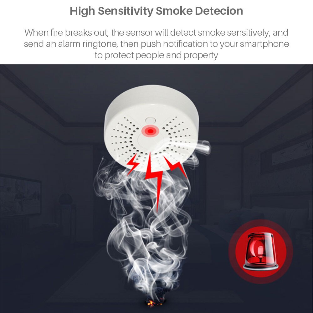 Sensor de temperatura de humo Wifi inteligente Sensor de temperatura de humo inalámbrico Detector de temperatura automatización sistema de alarma de seguridad para el hogar vida inteligente