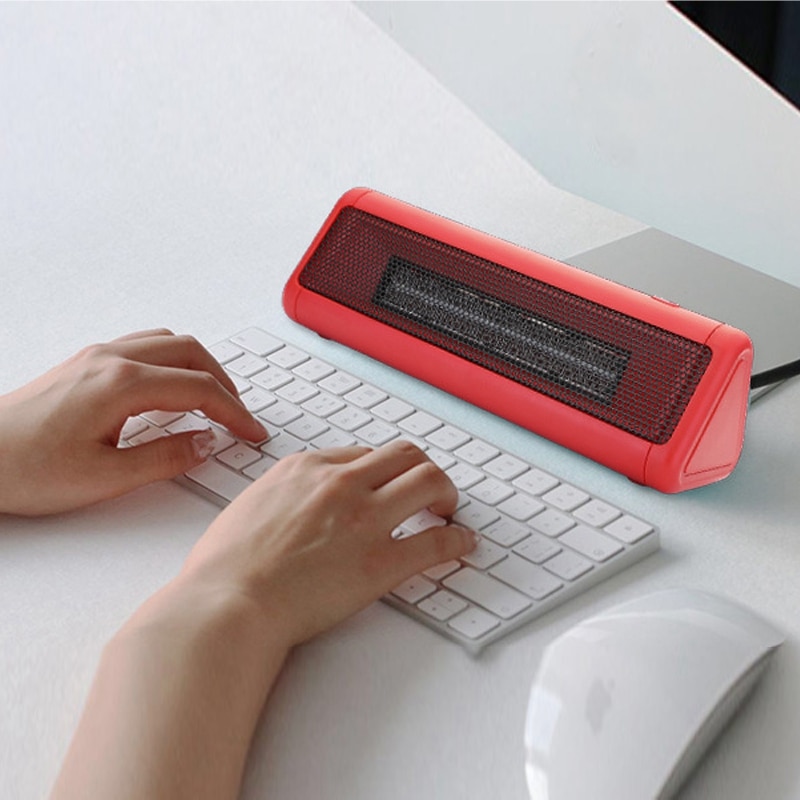 300W Portable White Electric Heater Mini Desktop Heater Home Office with European Standard Plug for Indoor Heating