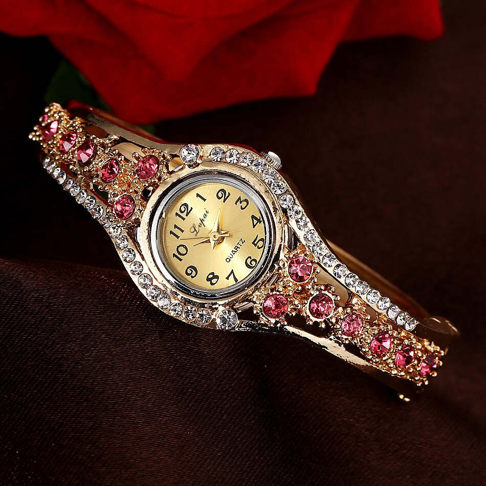 Stylish Watch Rhinestone Watches for Women Luxury Women Watches Watch Quartz Watches Bracelet Watch Ladies Relojes Para Mujer: Pink