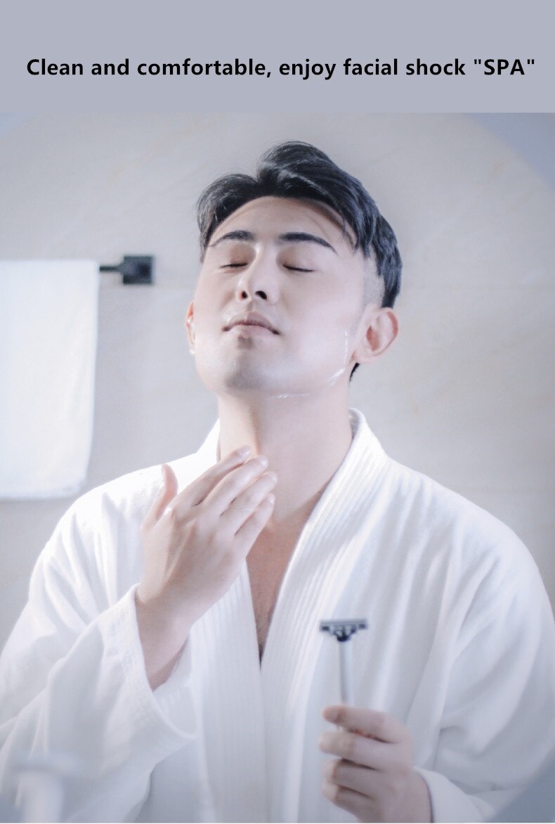 Manual Safety Razor Head Vibration IPX7 Waterproof Electric Men's Shave Razor Blade Vibration Manual Shaver For