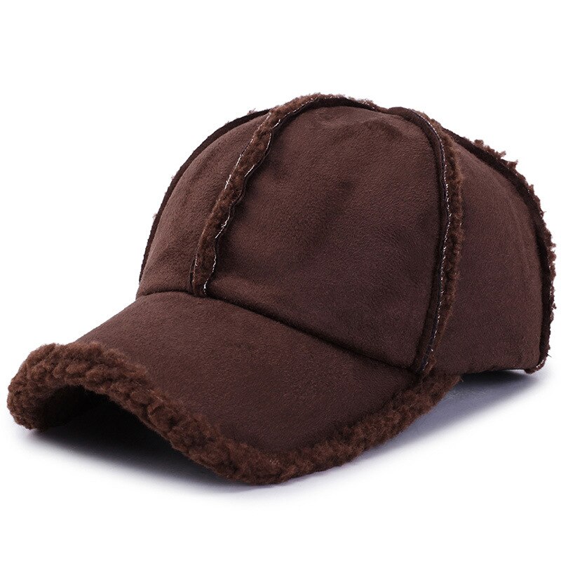 Vinter baseballcap til kvinner menn fuskepels fløyel varm pluss justerbar casualunibeauty: Brun 3