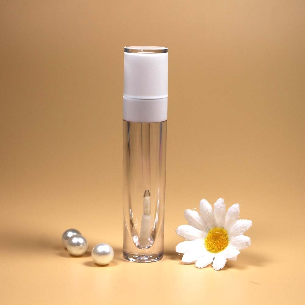 20 stk 8ml sylindret lipgloss tube plast lipgloss beholder kosmetisk lipgloss tom tube emballasje med propp: Hvit