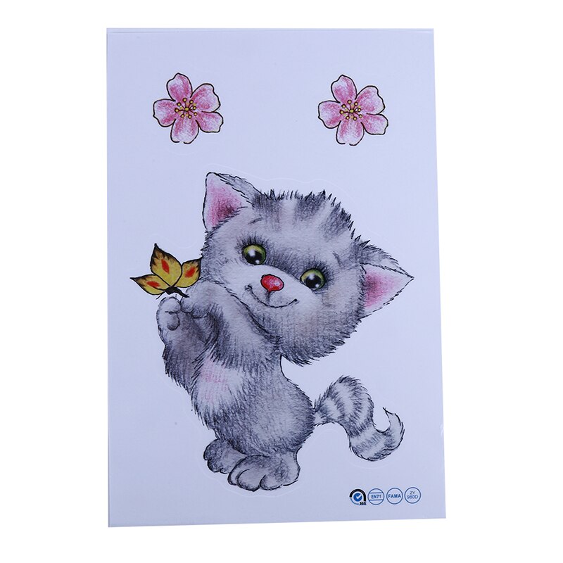 Mooie Kitten Wc Stickers Muurstickers 3D Gat Kat Dieren Muurschilderingen Home Decor Koelkast Posters: D