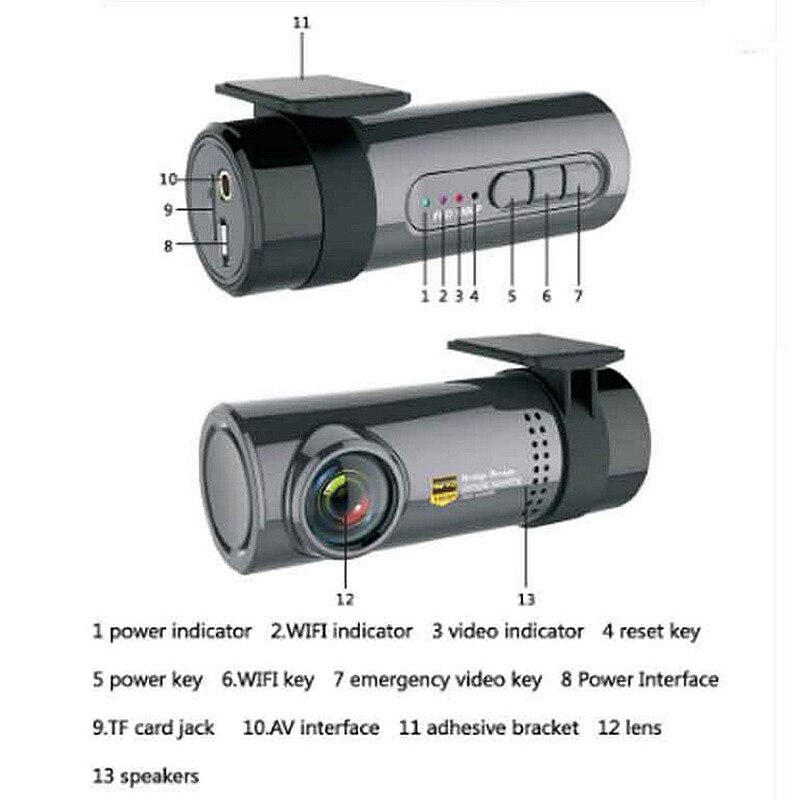 Car Dvr Wifi Concealed Driving Recorder 1080P Full Hd Night Version G-Sensor Driving Recorder Without Screen Electric Dash Cam