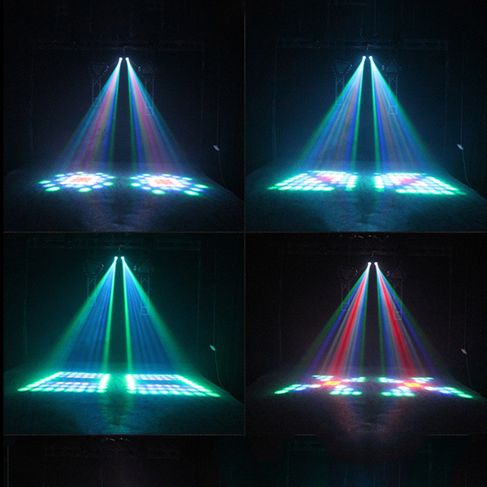 Kleurrijke 20W Rgbw Patroon Led Fase Licht 128/64LED Dubbele Hoofd Luchtschip Projector Lamp Voor Dj Disco Party effect Bruiloft Evenementen