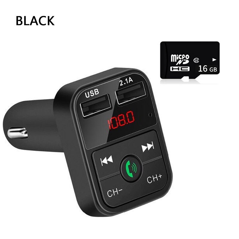 Samochodowy Bluetooth 5.0 nadajnik Modulator FM bezprzewodowa ładowarka samochodowa zestaw głośnomówiący odbiornik Audio Auto MP3 odtwarzacz samochodowy podwójny Adapter USB: black 16GB
