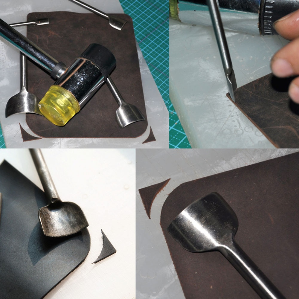 Estink Lederen Hoek Punch Cutter Gereedschap - 2-18 mm Grootte Portemonnee Randsnijder, Handgemaakte Riem Punch - 10 Stuks Estink Lederen Hoek Punch Cutter Gereedschap - 2-18 mm Grootte Portemonnee Randsnijder, Handgemaakte Riem Punch - 10 Stuks