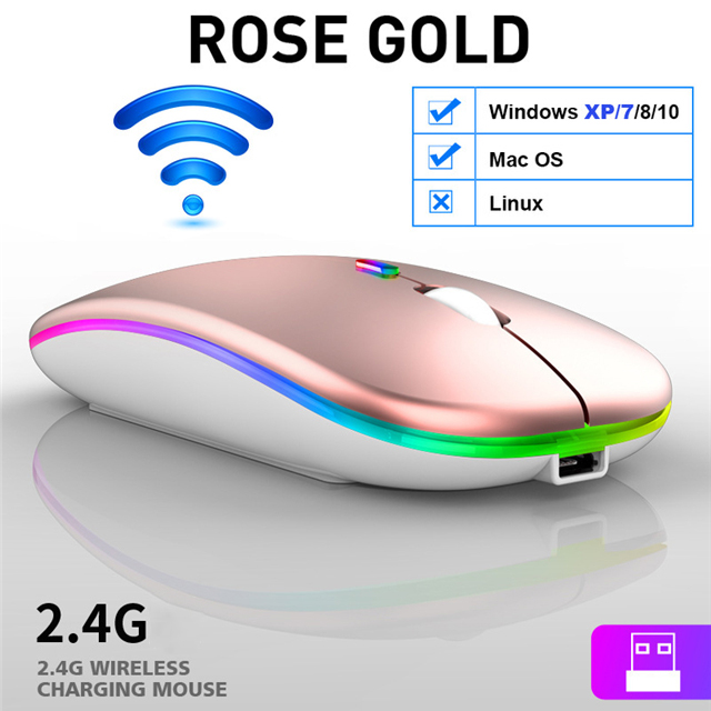 Bluetooth Mouse Silent Mause Wifi Mouse Rechargeable Wireless Mouse Ergonomic Mini Mouse USB Optical Mice For PC laptop Desktop: Wireless Rose Gold