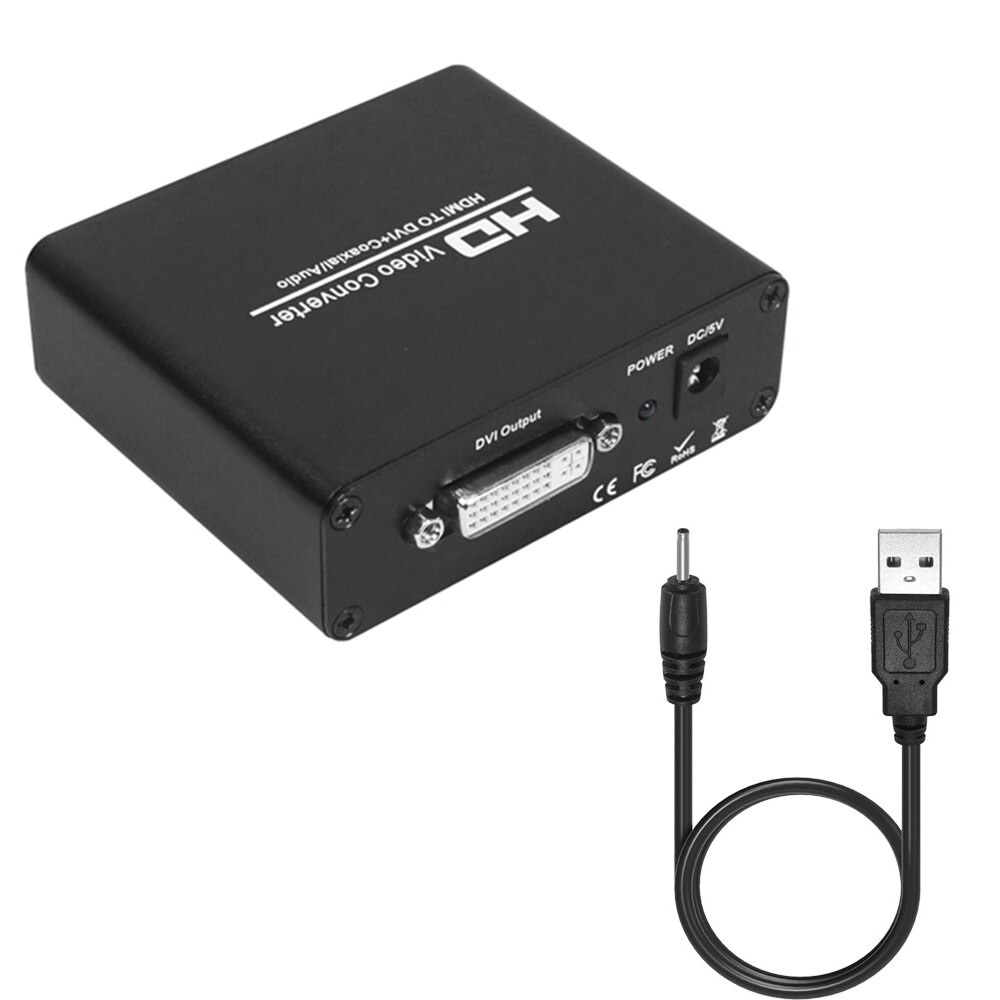 Convertisseur extracteur audio HDMI vers DVI + audio stéréo avec audio, pour PS4, apple TV, PC portable, ps3: USB power cable