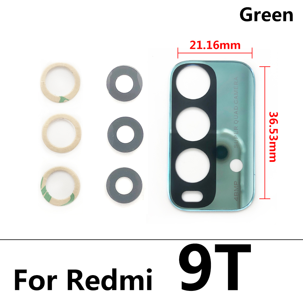 Xiaomi redmi 9t用の接着剤ステッカー付きリアカメラガラスレンズ: Redmi 9T Green