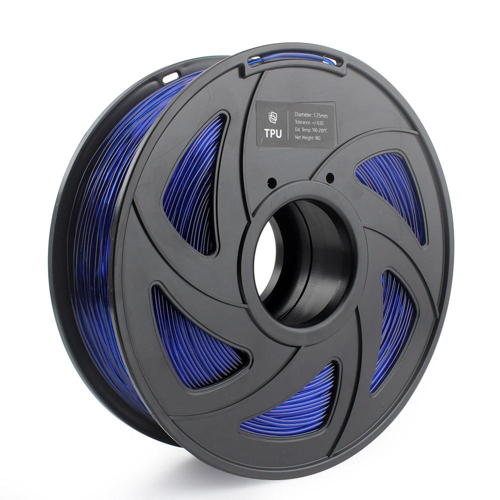 CREOZONE Flexible 3D Printer Filament TPU Flex Plastic for 3D Printer 1.75mm 1KG 3D Printing Materials: Blue