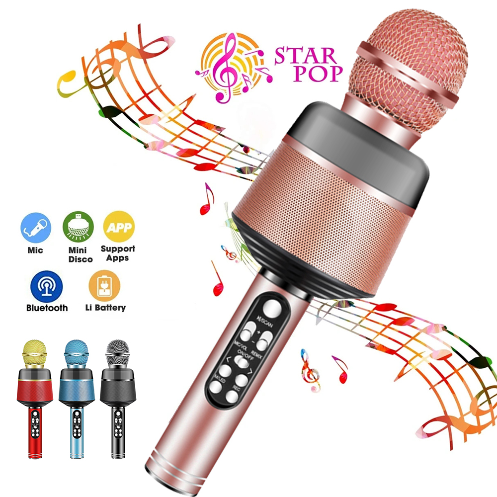 Draadloze Bluetooth Karaoke Microfoon Professionele Spreker Ktv Muziek Speler Zingen Recorder Handheld Condensator Microfoon Zingen