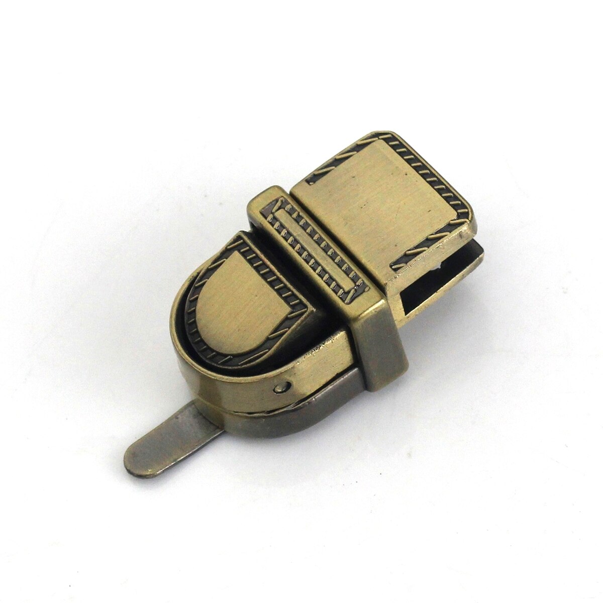 1pcs Metal Style Push Lock Tongue Lock Clasp Closure Parts for Leather Craft Women Bag Handbag Purse Hardware Accessories: Antique Brass