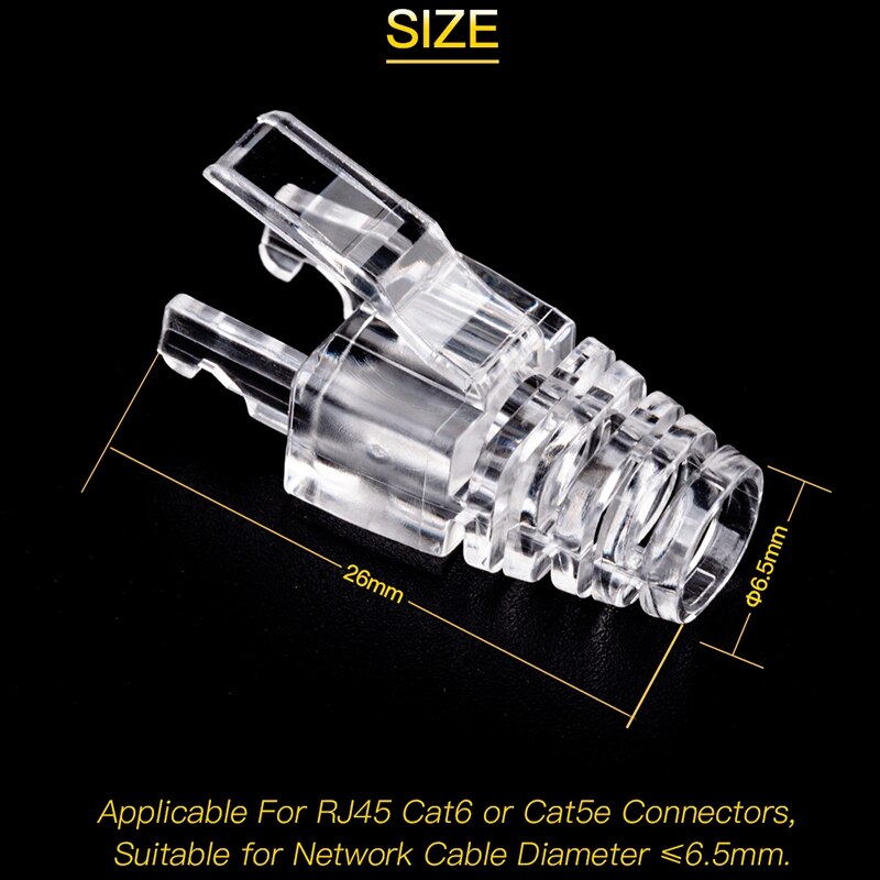 50Pcs Cat6 RJ45 Connector Utp Kabel Ethernet Jack 8P8C Netwerk Cat 6 Modulaire Stekkers Met 6.5Mm RJ45 Caps