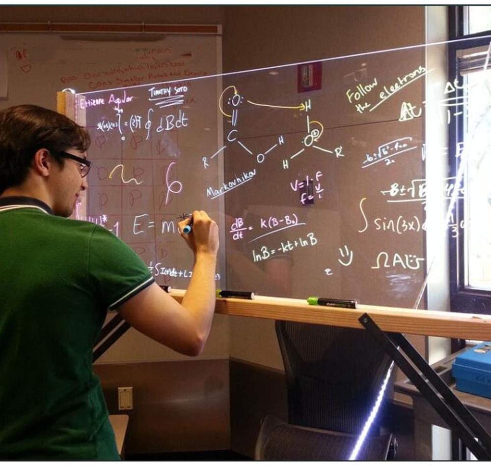 HOHOFILM 90cmx300cm Clear Adhesive Whiteboard Stickers Writing Film Peel and Stick for Home and Office Convenient Film