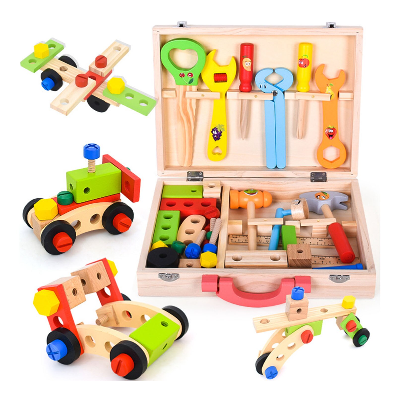 Kids Baby Hout Reparatie Set Tool Multifunctionele Speelgoed Draagbare Reparatie Tool Box Cartoon Jongen Educatief Speelgoed Voor Jongen Puzzel Speelgoed