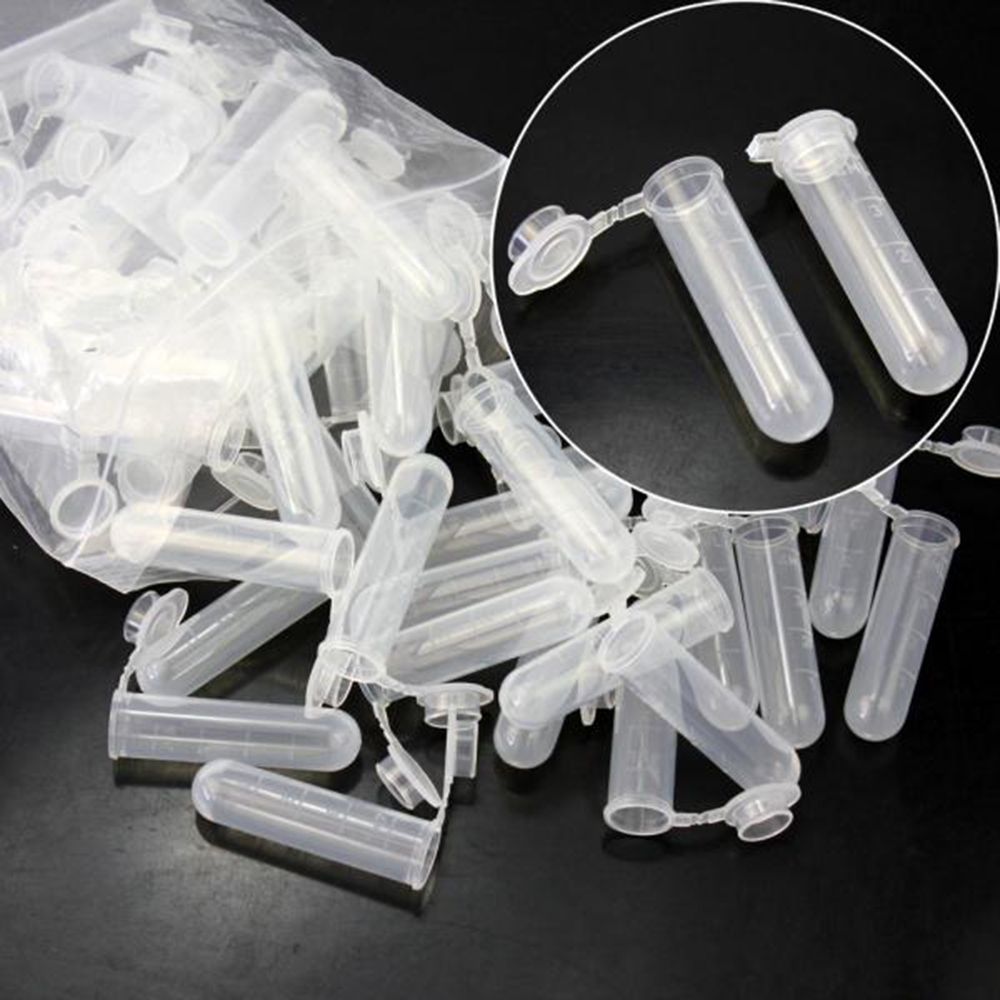 50 stuks/set 5ml plastic mini doorzichtige buisjes monsterflesjes kleine flesjes reageerbuisjes witte lege monsteropslagcontainers thuisflessen