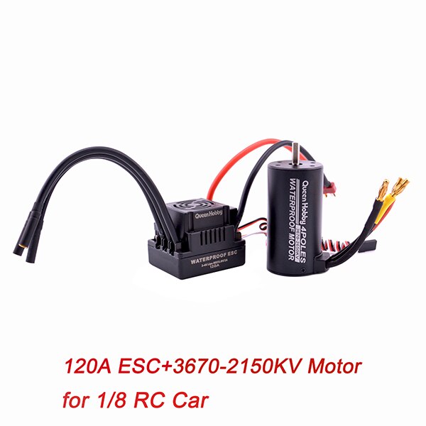 Waterproof 3660 3300KV / 3800KV & 3670 2150KV / 2650KV Brushless Motor 80A / 120A Brushless ESC Combo Set for 1/8 RC Car: 3670 2150KV 120A