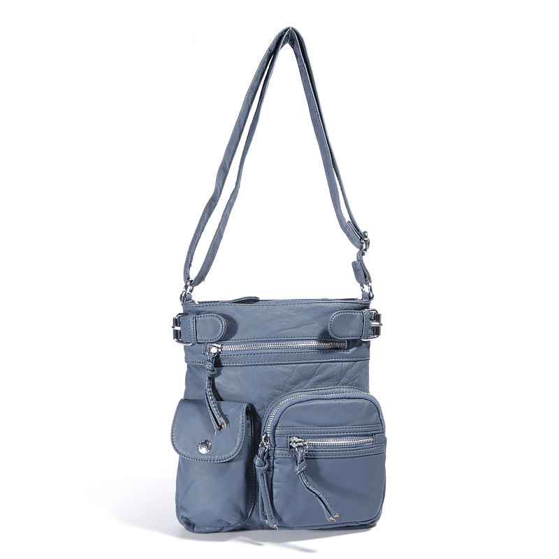 Petits sacs Messenger délavés pour femmes | Sac à bandoulière très doux, sac Vintage en cuir PU de bonne: Bleu ciel