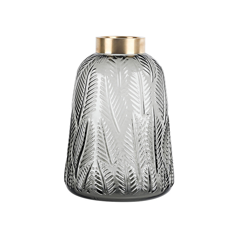 Stor vas glas blomvas träd blad mönster konst figurer heminredning tillbehör tjocka vaser växter hållare bo dekor