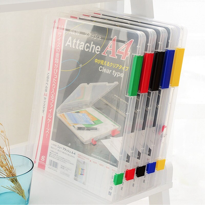 Storage File Boxes Portable A4 File Box Transparent Plastic A4 Slim Paper Storage Boxes For Home Office School Business Working