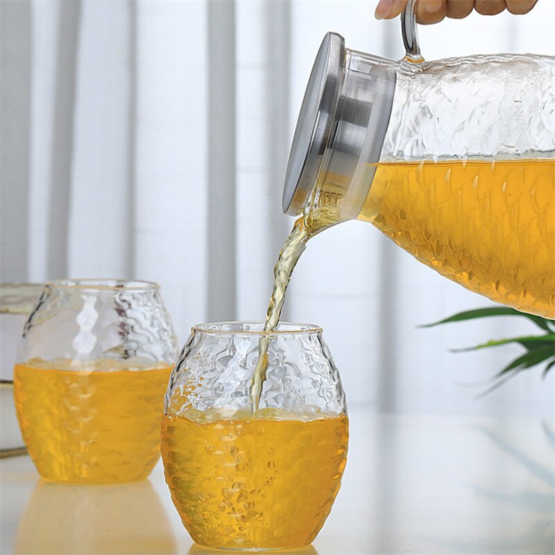 Stor kapacitet glas fiskfjäll vattenkanna kall vattenkokare lemonad värmebeständig explosionssäker uppvärmbar karaff juicekanna tekanna