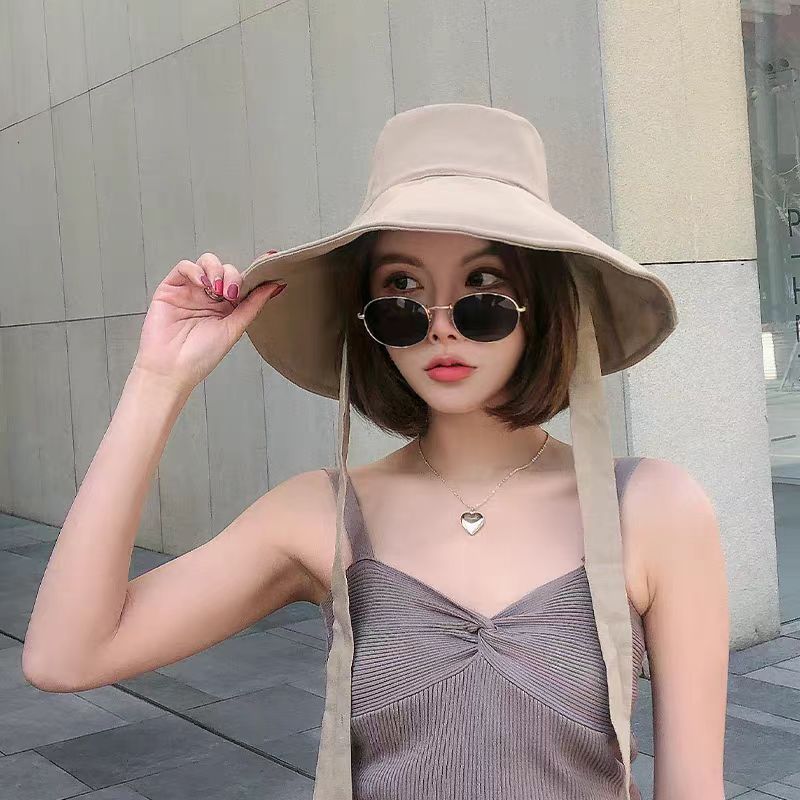 Sommer vår japan slips bøtte lue kvinner koreansk fiskerlue med stor brem sammenleggbar solkrem elegant bomullslin strandsolhatt