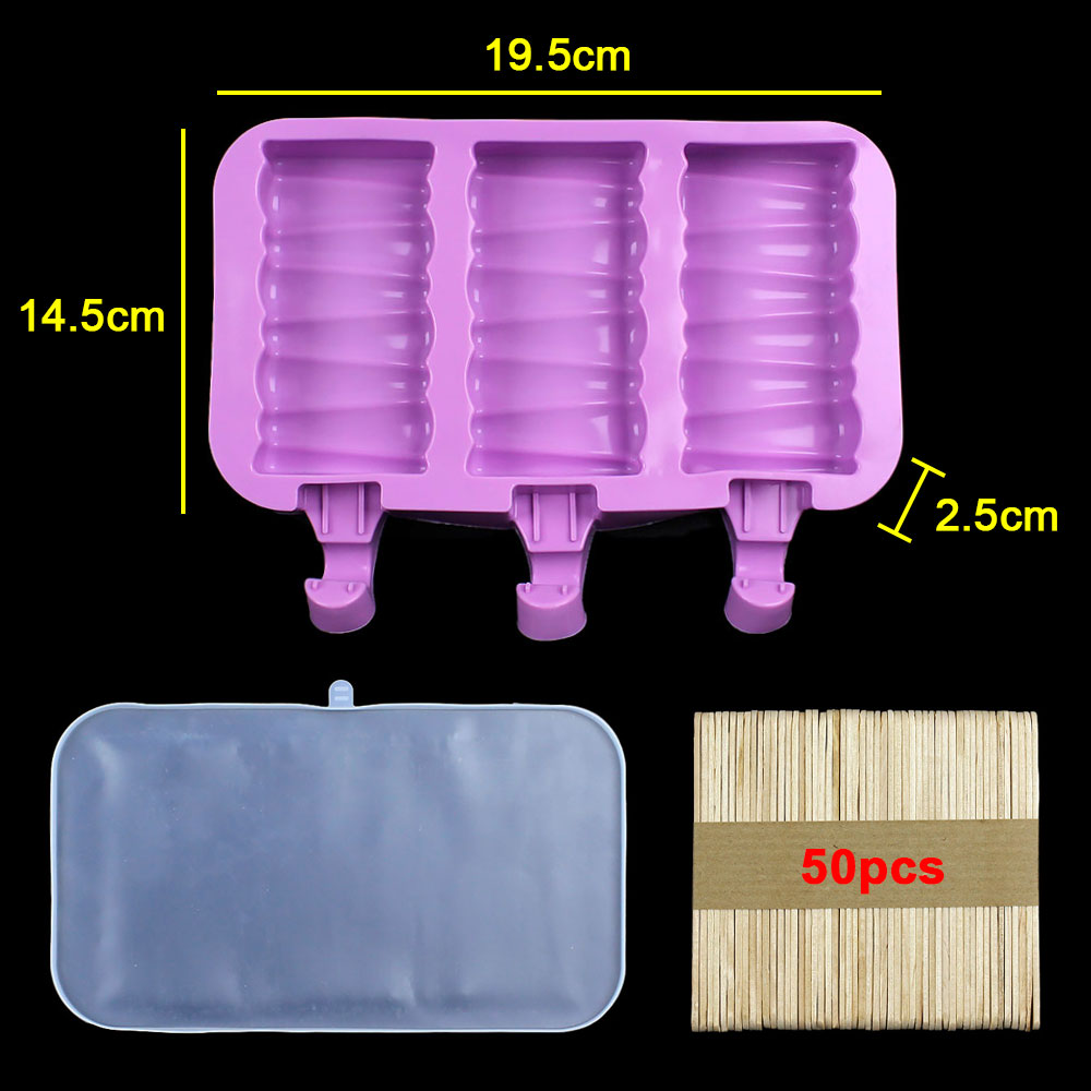 Moldes de silicona para helado DIY, molde para paletas de mano casero, molde para palitos de queso, bandeja de hielo con tapa: Oro