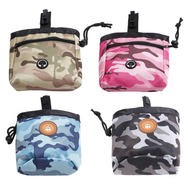 Dog Outdoor Training Pouch Waist Back Food Bag Dogs Snack Bag Pack Portable Dog Training Treat Bags Pet Oxford Camouflage