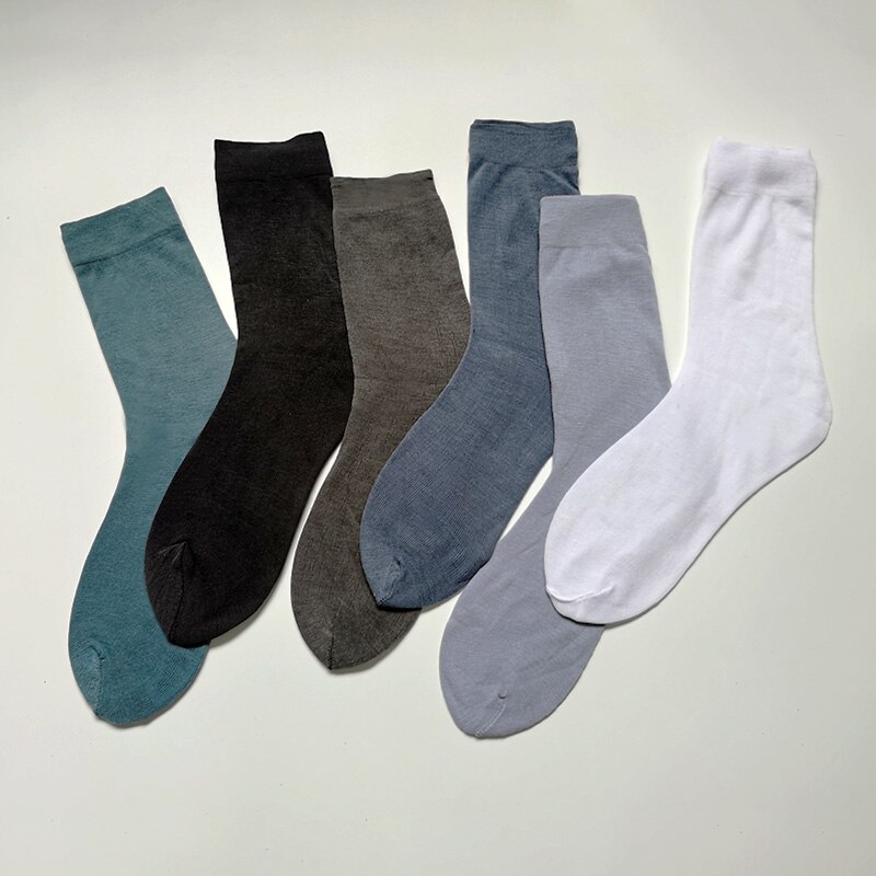 6 paires/lot bambou fibre hommes chaussettes minces longues chaussettes équipage été soie chaussettes homme affaires décontracté doux élastique chaussette mâle Calcetine