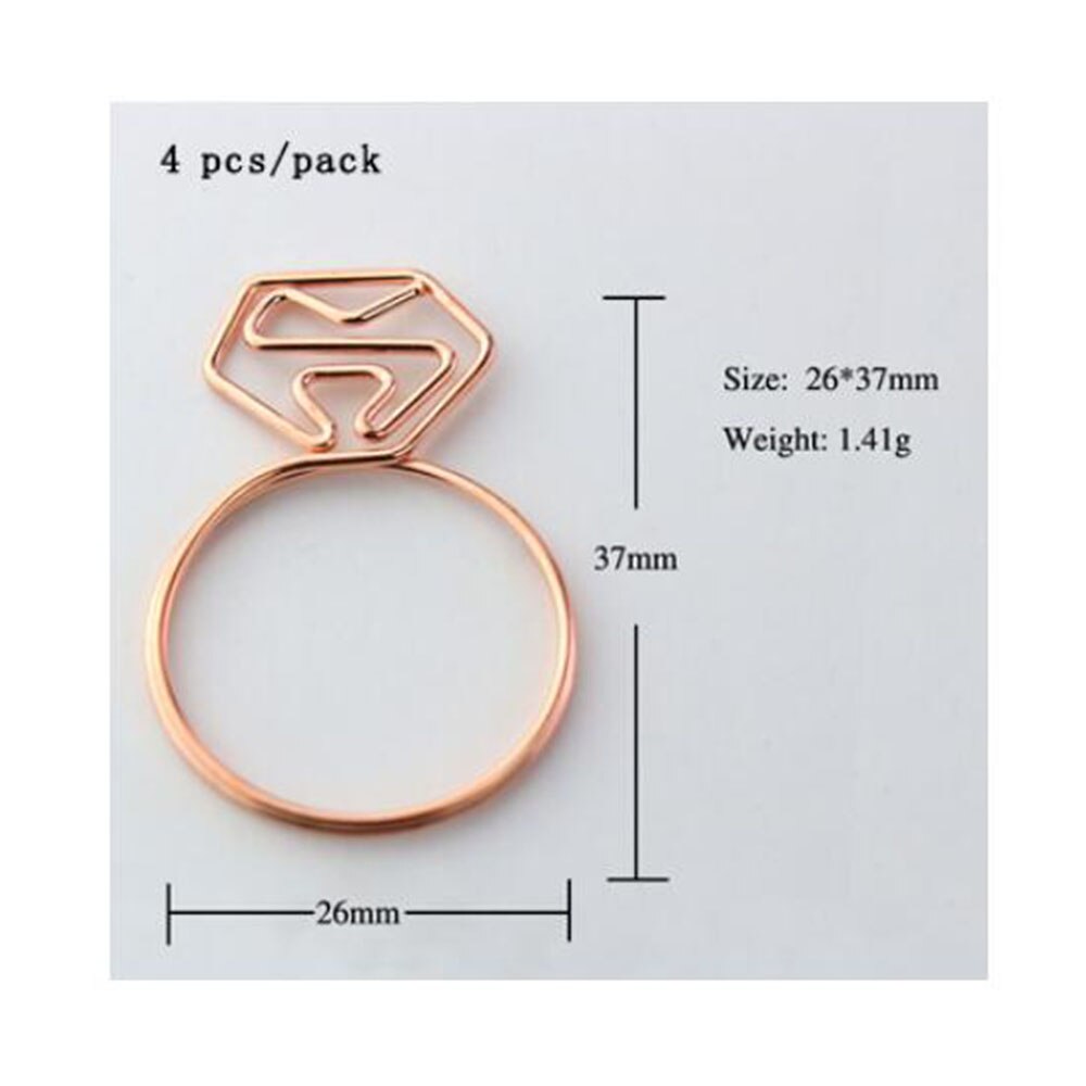 4Pcs In Oro Rosa di Carta Pinze Segnalibro Planner Strumenti Strumenti di Scrapbooking Memo Clip In Metallo Binder Paperclip ndex segnalibro per i libri: 1