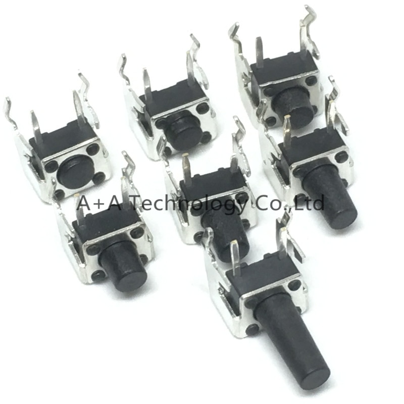 PCB Momentary Tactile Tact Push Button Switch Right Angle With stent 6*6*4.3/5/6/7/8/9/12mm 6x6x4.3/5/6/7/8/9/12 MM (20PCS/)