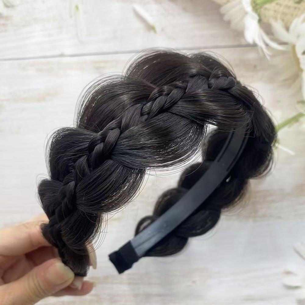 Braided Headband with Teeth Synthetic Heat-Resistant Realistic Human Hair Headband Secure Hair Fix Hair Hoop Women Headband