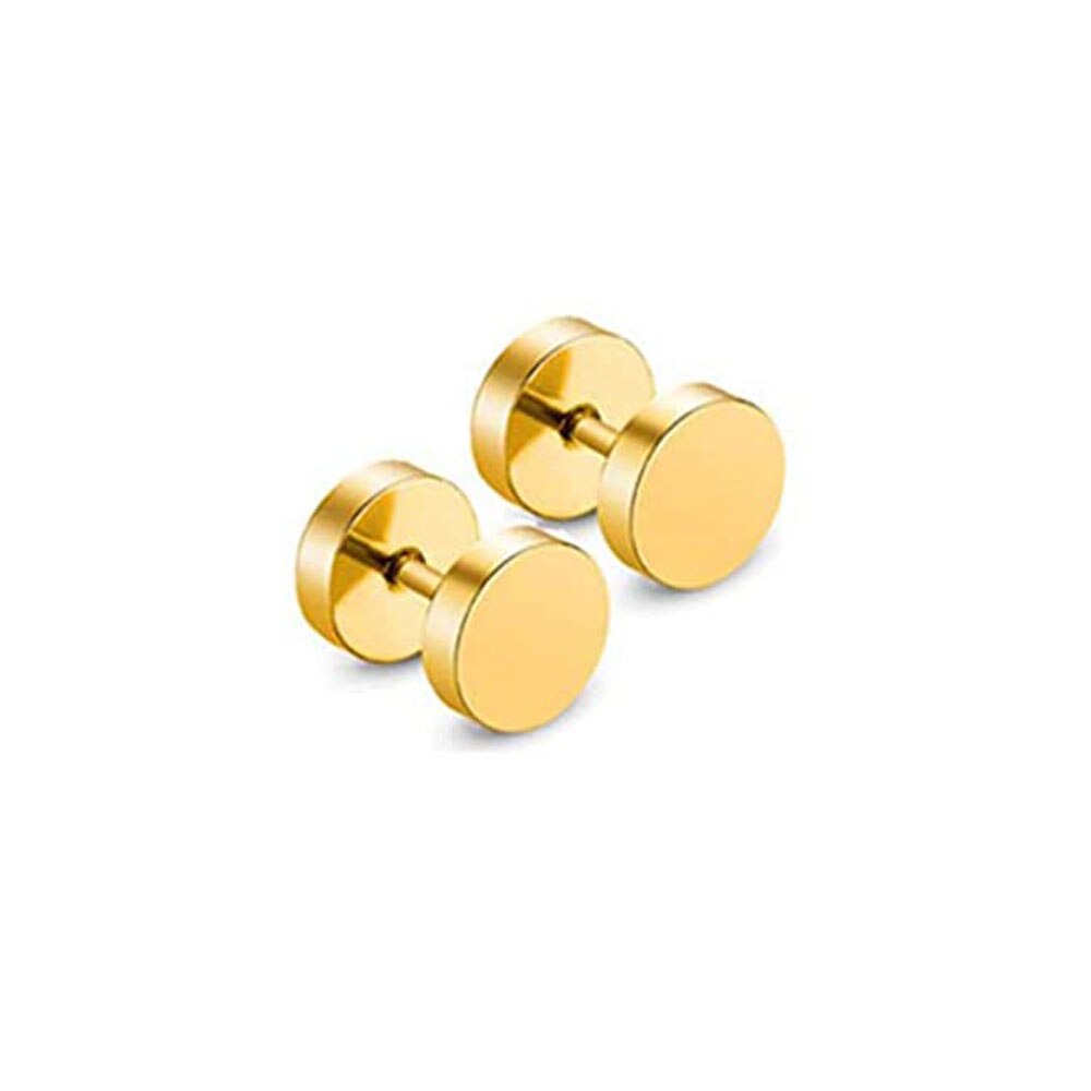 9 Pairs Stainless Steel CZ Stud Earrings Hoop Earrings Gauge Earrings Set for Men Women piercing earrings: 1 Pair Gold-A