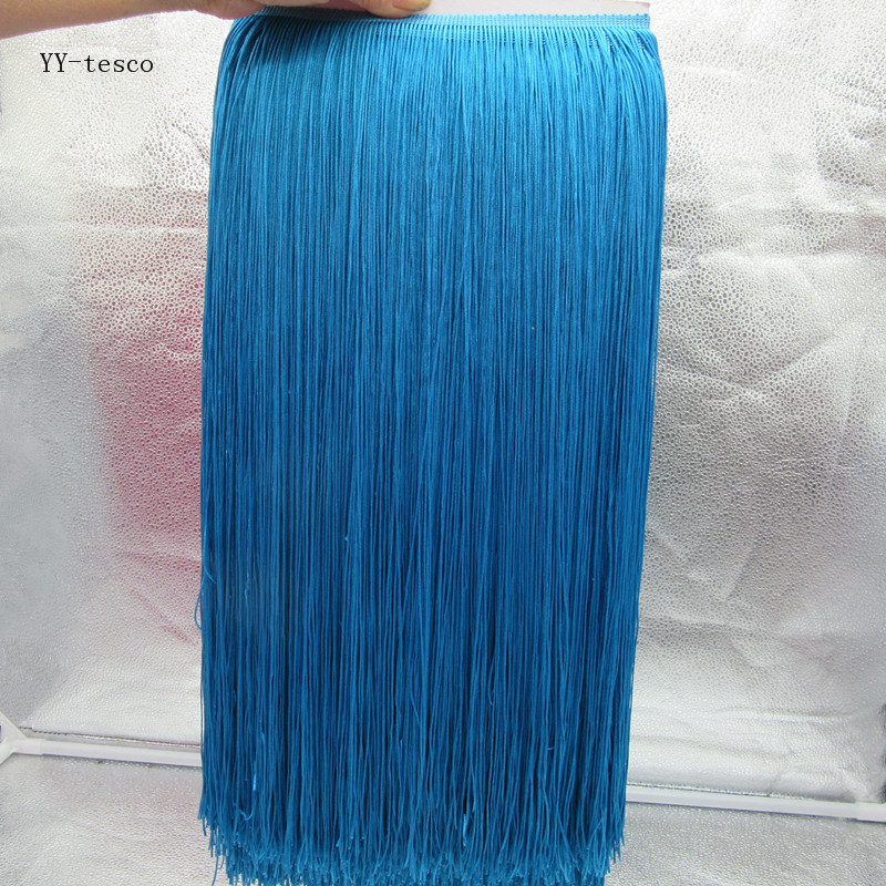 Yy-tesco 1 metrów 100 CM długi koronki Fringe wykończenia poliester Tassel Fringe przycinanie Latin sukienka etap ubrania akcesoria taśma koronkowa: Lake Blue
