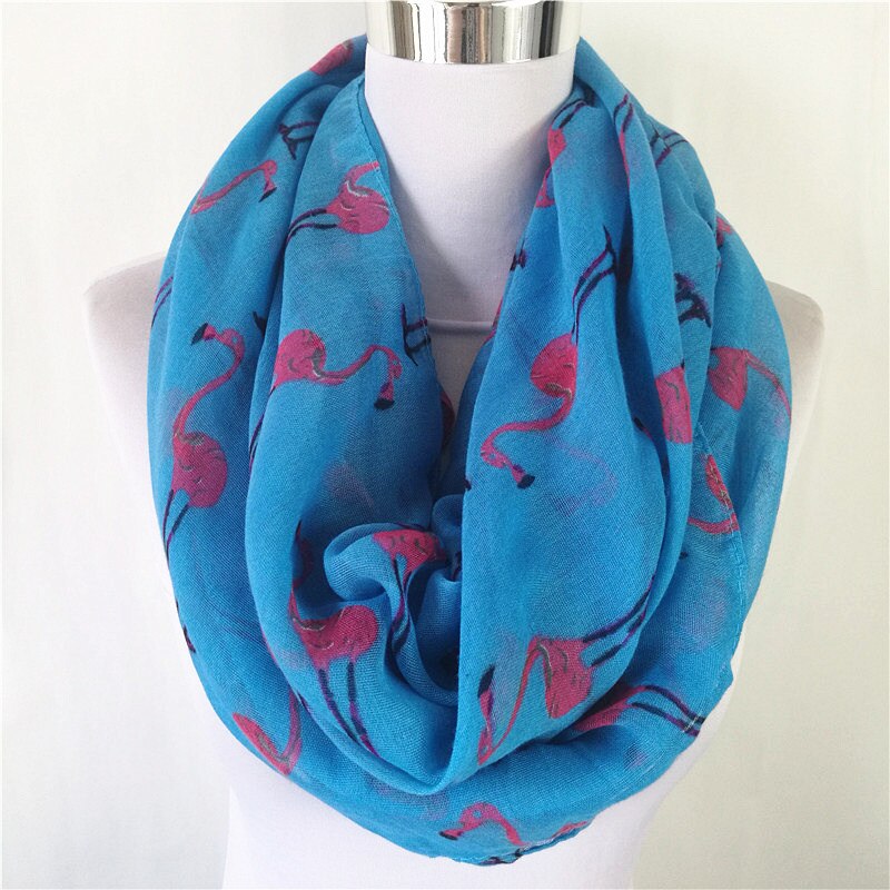 Bufanda de flamencos infinity para mujer, pañuelos circulares pequeños de animales de , bufanda de lazo gris Beige, bufanda de anillo de pájaro para mujer: Circle scarf Blue