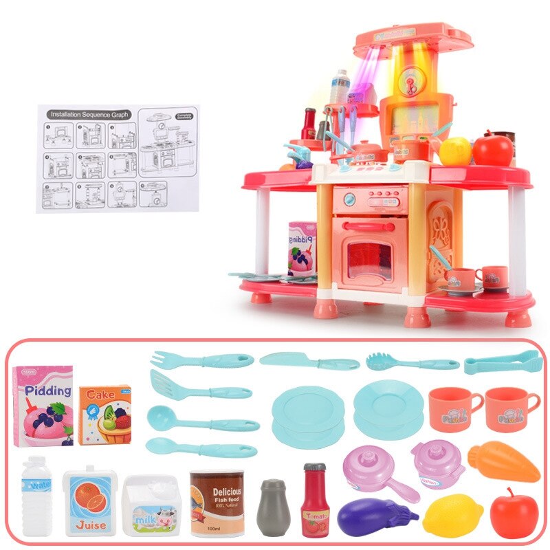 29Stck freundlicher Spielen Haus Küche Spielzeug einstellen Klang und Licht Klang Effekte freundlicher Kochen Reis Kochen Utensilien
