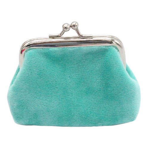 Collège vent portefeuille femmes adolescentes velours côtelé couleur unie petit porte-monnaie moraillon sac léger sac à main: Blue