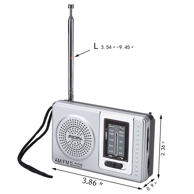 Mini Portable Pocket AM/FM Radio Telescopic Antenna Battery Powered Receiver