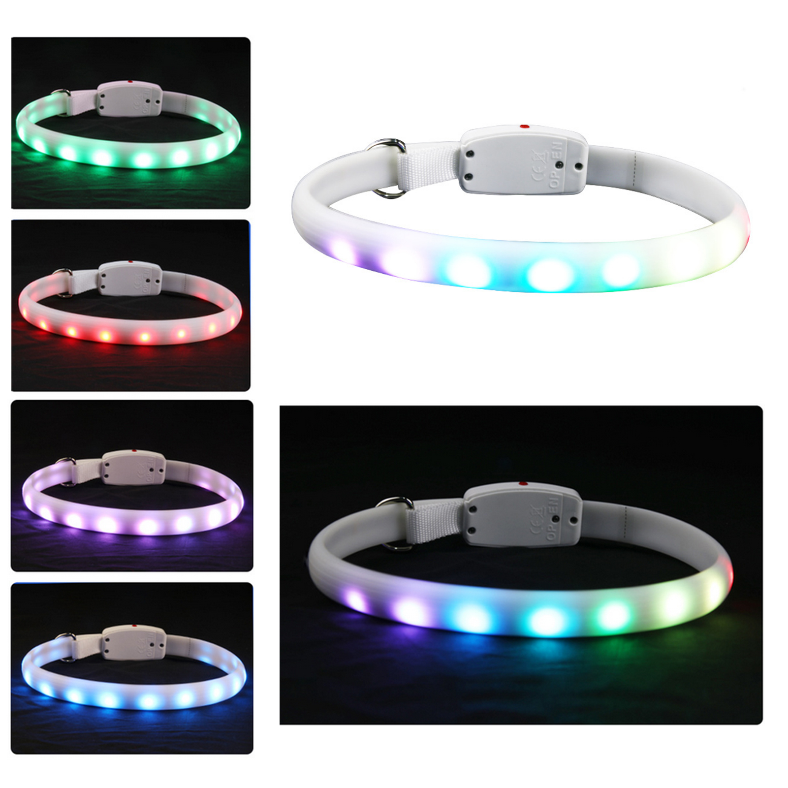 Collier lumineux LED USB pour animaux de compagnie, collier de chien, collier de chat, clignotant, ceinture de sécurité nocturne, anti-perte, brillant, brillant