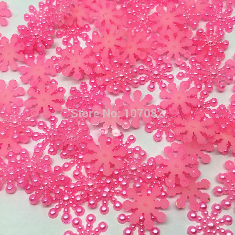 100 st rosa blå 15mm snöflinga pärlor flatbacks utsmyckningar jul cabochons pyssel hantverk scrapbooking: Rosa