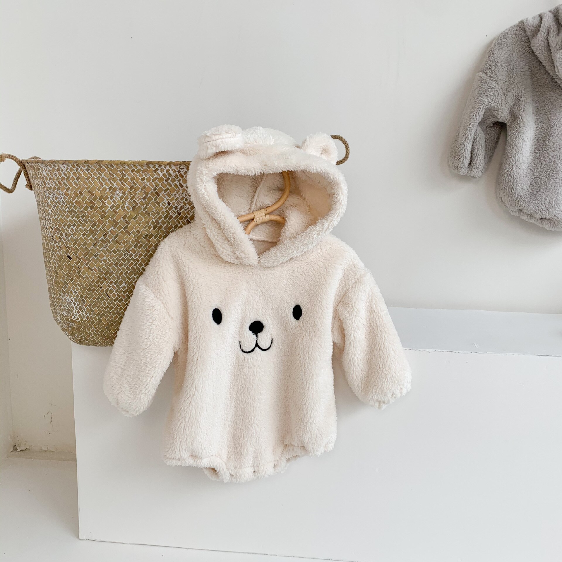 Winter baby lam wollen bodysuit baby jongens meisjes cartoon beer bodysuit kleding dikker warme baby jumpsuit babykostuums