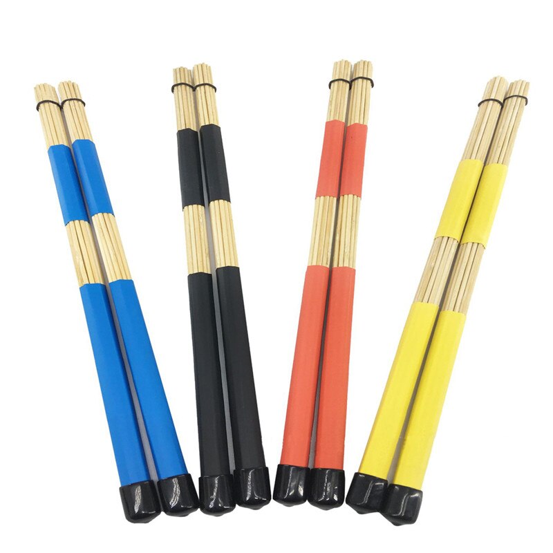 1 Paar Rubber Drum Brushes Sticks Bamboe Zwart Drum Accessoires Onderdelen Jazz Drum Brushes Drums Sticks