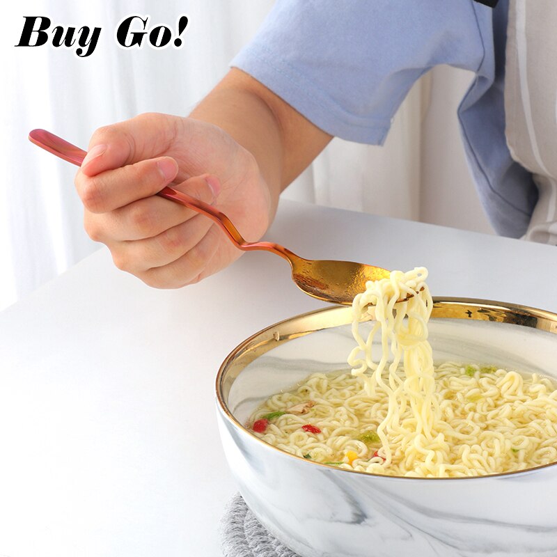 1PCS 3 IN 1 Kitchen Dinner Fork With Special V Stainless Steel Sporks Dessert Fork Spoon Noodles Salad Fruit Utensils