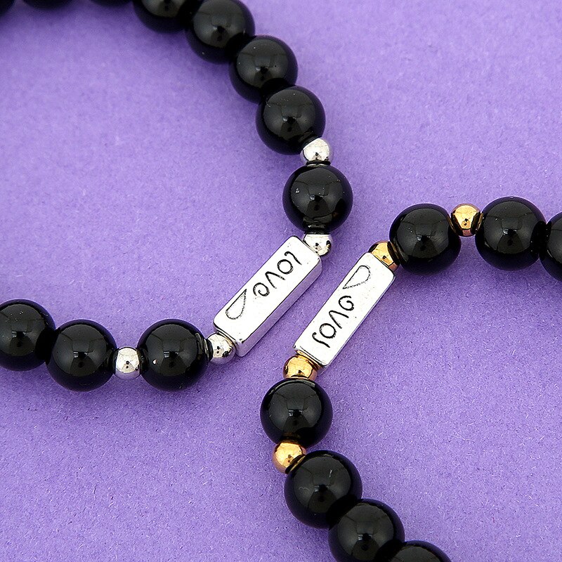 Love's magnet suit bracelet natural stone beads rectangular lettering lovers Bracelet Wedding Valentine's Day men and women